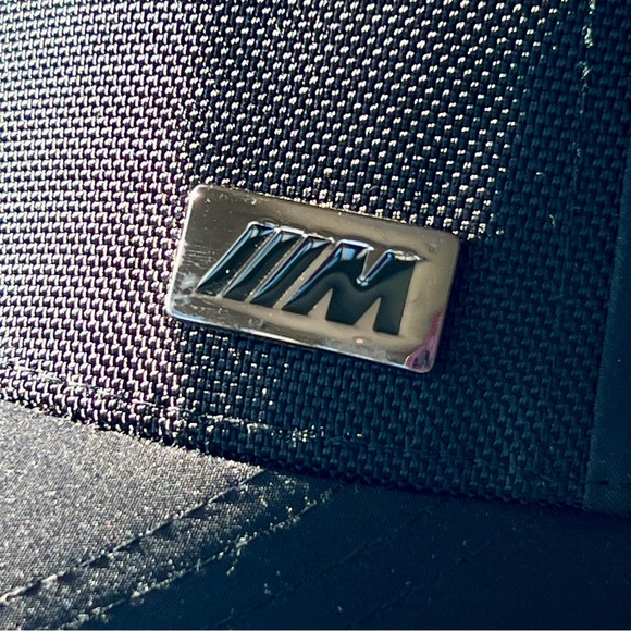 BMW Limited Edition M Racing Metallic Black Silver Logo Ball Cap Flexfit Hat NEW - Picture 2 of 16